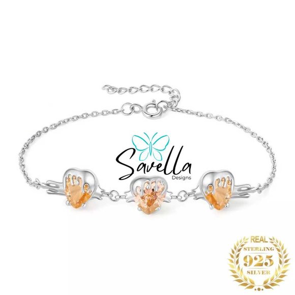 "BEE MY HONEY" SOLID STERLING 925 SILVER CINTRINE GEMSTONE BRACELET - Picture 2 of 7